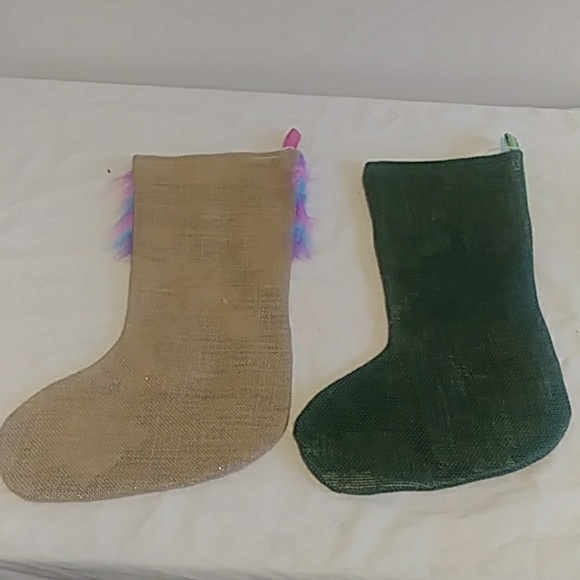Handmade Christmas burlap Stockings - Picture 2 of 5